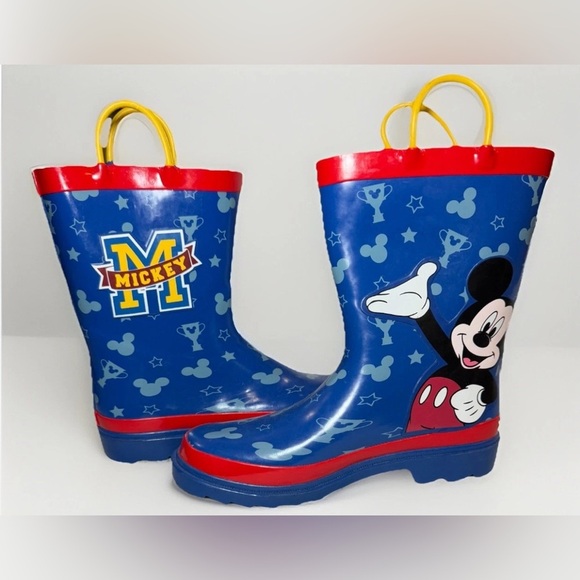 Disney Other - Disney Mickey Mouse Waterproof Rain Boots Kids Youth Children's Size 2 EUC
